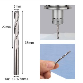 Gasea 10Pcs 1/8" Shank 3.175 x 22mm Carbide Flat Nose End Mill CNC Router Bits 2 Flute Spiral End Milling Cutter for Acrylic PVC MDF Wood