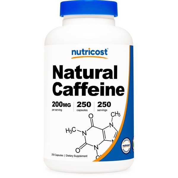 Nutricost Natural Caffeine 200mg, 250 Vegetarian Capsules - Gluten Free, Non-GMO