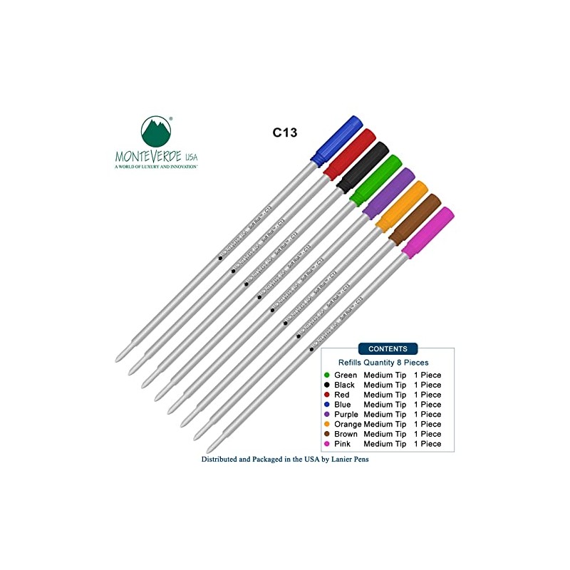 8 Pack Multi Color Cross Ballpoint Pen Refills by Monteverde