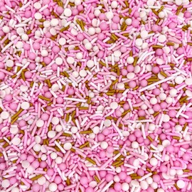 Manvscakes Manvscakes, pink sprinkles, valentines, cake sprinkles, gluten free, cookies, chocolate, fondant, princess topping, ice cream, edible, dessert decoration (Gold Pink)