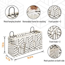 HZZTY BRNY 2pcs Large Wall Hanging Storage Bag, Door Closet Linen Fabric Pockets Organizer, Waterproof for Living Room Bedroom Bathroom Kitchen Office RV Camper with Hooks White