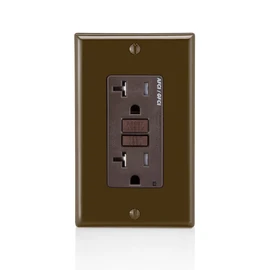 Leviton Dual-Function AFCI/GFCI Outlet, 20 Amp, Self Test, Tamper-Resistant with LED Indicator Light, Protection from Both Electrical Shock and Electrical Fires in One Device, AGTR2, Brown