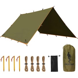 Waterproof Portable Tarp Multifunctional Outdoor Camping Traveling Awning Backpacking Tarp Shelter Rain Tarp (Camo) - Colour: Brown