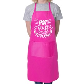 Print4U Hot Stuff Coming Through Apron Novelty Baking BBQ Cooking Pink