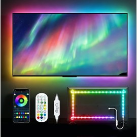 Daymeet LED Lights for TV, 9.8FT RGB TV LED Backlight for 32-43 inch TVs, USB Strip Lights Behind TV, Color Changing Sync with Music, Bluetooth App Controlled Led Lights for Bedroom Gaming Home Decor