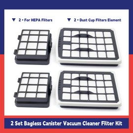 Dusledel 2 Set Vacuum Cleaner Filter Kit for HEPA Replacement for Eureka NEN180 NEN186BL Bagless Canister Vacuum Cleaner with 2 Dust Cup Filters Element and 2 For HEPA Filters