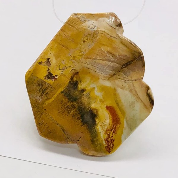 Fossilized Wood Irregular Flat Briolette | 48x40x7mm | Tan/Red |