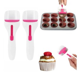 2 Pcs Cupcake Scoop Batter Dispenser - Easy-to-Use Cupcake Batter Scoop, Cupcakes, Pancakes, and Cookie Dough - BPA-Free, Dishwasher-Safe, and Perfect for Precise Batter Portioning