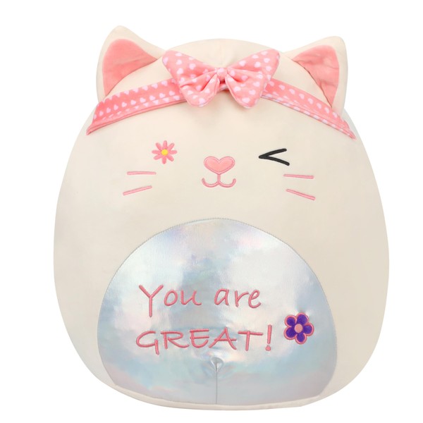 Mushymallow 20-Inch Bow Hairband Cat Plush Pillow Jumbo Cat Plush
