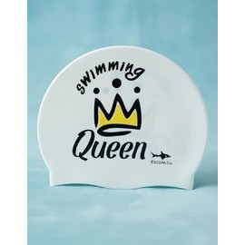 escualo Gorra para Natacion Mujer Adulto Modelo Queen (Silicon) Impermeable, Unitalla, Color Blanco