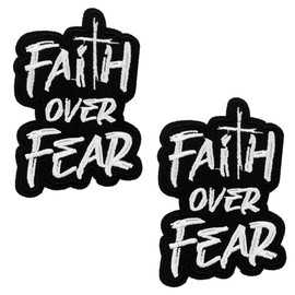 2 Pcs Faith Over Fear Patch,Inspirational and Positive Hook and Loop Embroidered Patch Tactical Funny Appliques Clothing Backpack Sewing Fabric Patches Emblem Decorative Badges