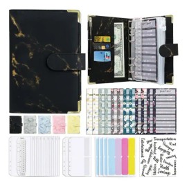 Carpeta De Cuaderno A6, Cuero Pu Archivador Dinero Color Negro                                                                                        