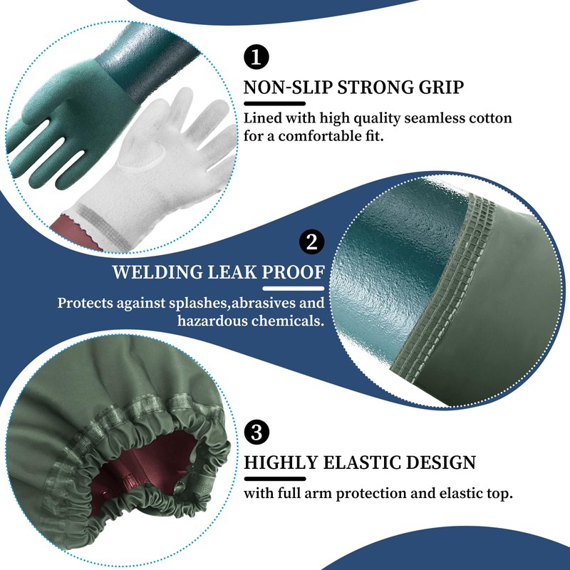 Haiou Long Rubber Gloves, 25" Elbow Length, Heavy Duty, Chemical