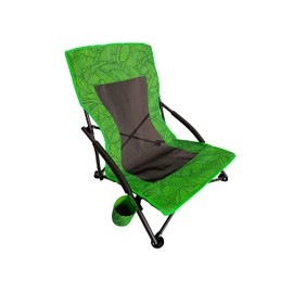 Bliss Hammocks BBC-353-GBL Collapsible Beach Chair W/Cup Holders, Storage Bag Included, 275 Lbs. Weight Capacity, Green Banana Leaves