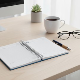 Pincho 2025 Dia Per Page, Spiral 24.5 x 19.5 cm, A5 Hardcover in Daily Planner, 12 Months from Jan 2025 to Dec 2025, One Page a Day (MARINO)