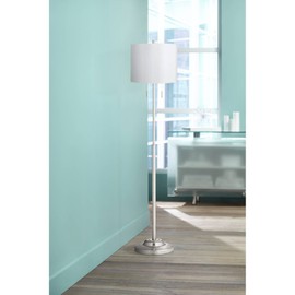 White Hardback Medium Drum Lamp Shade 14" Top x 14" Bottom x 11" High (Spider) Replacement with Harp and Finial - Brentwood