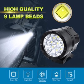 Biqing 2PCS Motorcycle Spot lights WITH METAL WATERPROOF SWITCH,Universal Motorcycle Auxiliary Lights 12V/24V Additional Light Motorcycles Road Light Motorbike Driving Light Fog Lamp