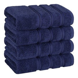 American Soft Linen Luxury Hand Towels for Bathroom, 600 GSM 100% Cotton Turkish 4 Piece Hand Towel Set, 600 GSM Hand Face Towels for Kitchen, Navy Blue Hand Towels