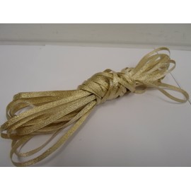 10 metres of 3mm Glitter Satin Ribbon Gold Double Sided