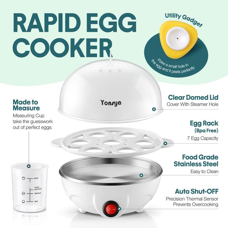Easy Egg Cooker Electric 7-Egg Capacity, Soft, Medium, Hard-Boiled Egg