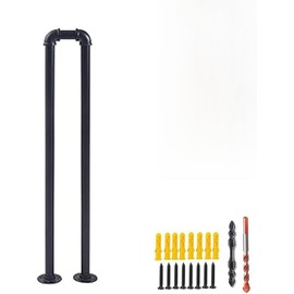 U-Shaped Stair Handrail,Hand Rails for Outdoor Steps,Stair Handrail, Indoor Stair Railing,Matte Black U Shaped Handrails for Indoor Stairs,Non-Slip Stair Railing Handrail 80cm 1Pcs Black