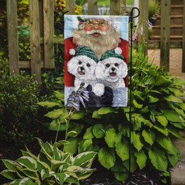 Caroline's Treasures PPP3024GF Bichon Frise Santa Christmas Garden Flag Mailbox Flag Decorative Yard Flag Banner Outside Patio Artwork Yard Flower Beds, Garden Size, Multicolor