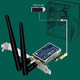 Adaptador inalámbrico N de doble banda 600 Mbps (2.4 GHz 300 Mbps o 5 GHz 300 Mbps) PCIE WiFi para Windows 11, 10, 8.x, 7, XP (32/64 bit) y Windows Server PC de escritorio, tarjeta WiFi 2X2 MIMO PCIE (FS-N600)