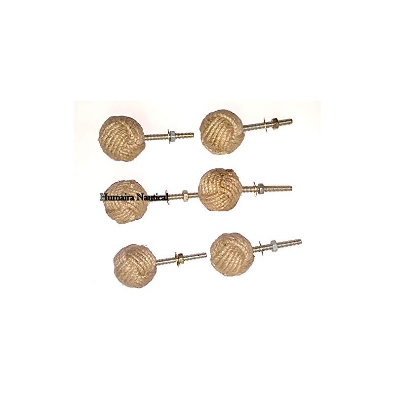 Samara Nautical Lot Of 6 Cabinet Knot Rope Knob/Jute Door