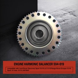 Torquizo LR078547 Harmonic Balancer Crankshaft Pulley Compatible with Land Rover Discovery Sport 2015-2019, Range Rover Evoque 2012-2019, Sport 2019, Velar 2018-2019, LR2, Jaguar F-Pace, XE, XF