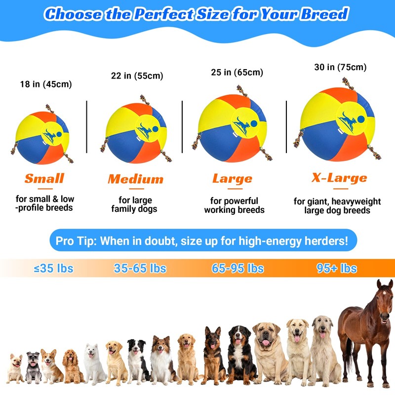 NUOLAN Upgraded 22" Heavy-Duty Herding Ball for Dogs with Knotted