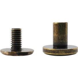 40 Sets Chicago Screws Assorted Kit, Round Flat Head Leather Rivets Metal Screw Studs Bronze Leather Rivets, Rivets Flat Fillister Nail Rivet Chicago Bolts for DIY Leather Craft Bookbinding(9.5x8mm)