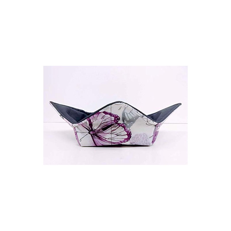 Microwavable Bowl Cozy in a Purple and Dark Gray butterfly