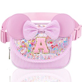 Initial Fanny Pack for Girls - Belt Bag for Kids Birthday Gifts for 3 4 5 6 7 Year Old Girls Stripe Pink A