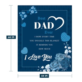 Dad Blanket Gift for Fathers Day Christmas Valentine Dad Birthday Gifts Blanket from Daughter Son Present for Dad Men Soft Floral Letter Throw Blanket for Couch Bed 50x60
