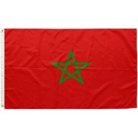 SHATCHI Large 5 x 3FT (150x90Cm) Morocco National Flag Moroccan Polyester Fabric Brass Eyelets for FIFA World Cup Football Rugby Sports Supporter, Red