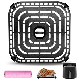 Air Fryer Grill Pan for COSORI Air Fryer TurboBlaze 6 Qt, Non-Stick 8.9’’*8.9’’Square Air Fryer Rack Replacement Parts Accessories Grill Plate Crisper Plate Tray with Rubber Bumpers, Dishwasher Safe