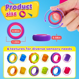 OleOletOy Fidget Toy Sensory Rings for Kids: 24pcs Spinner Ring Bulk - Autism Toys for Stress Calming - Classroom Prize Quiet Fidgets for Students