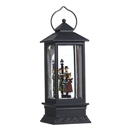Raz Imports Lighted Snow Globe Lantern: 11 Inch, Black Holiday Water Lantern (Carolers)