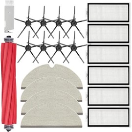 Replacement Parts Accessories Kit for Roborock Q7 / Q7+ / Q7 Max+ Robot Vacuum, 1 Roller Brush, 6 Hepa Filter, 8 Side Brush, 4 Mop Cloth