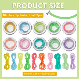BENCREAT 10 Pieces Stitch Keeper Cords, 2 mm Hose Rubber Cord, 10 Colours Hollow Tube Knitting Cords with Storage Box for Knitting Crafts DIY Jewellery Making Beads Bracelet, 2 m / Pieces