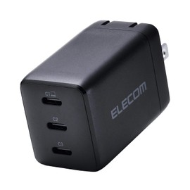 Elecom EC-AC11267BK 67W 3 Port Type-C USB PD Charger with Swing Plug Black