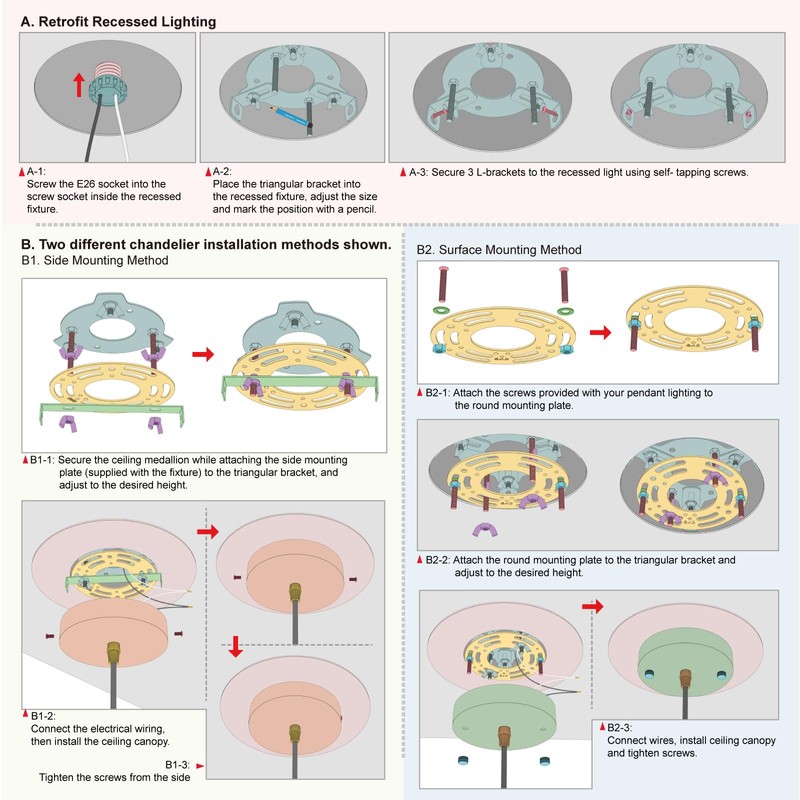 tebio R5 and 6 Recessed Can Light Conversion Kit, Ceiling