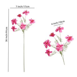 4 Pcs 36" Silk Flowers with Stems,Rose Red Daisies Flowers Artificial,Ranunculus Artificial Flowers,Long Stem Artificial Flowers for Wedding Garden Party Decorations Flower Arrangements for Table