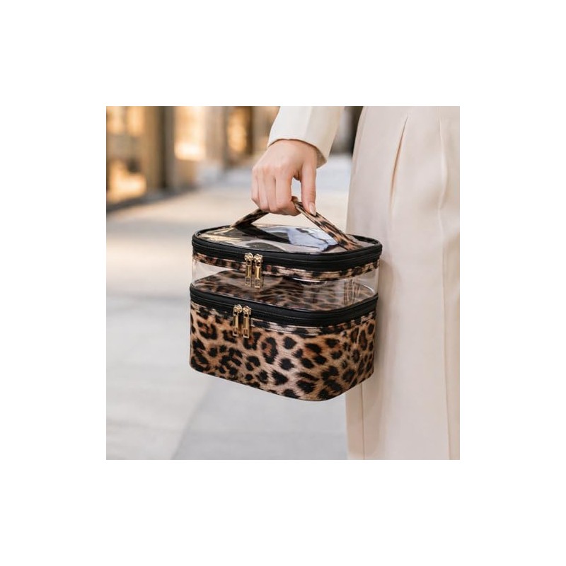 Bolsa de maquillaje de doble capa, bolsa de maquillaje, bolsa