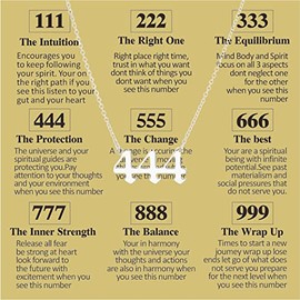COLORFUL BLING Dainty Gold Silver Plated Old English Number Choker Necklace Numerology Jewelry for Women 111 222 333 444 555 666 777 888 999 Necklace Gifts-Silver 444