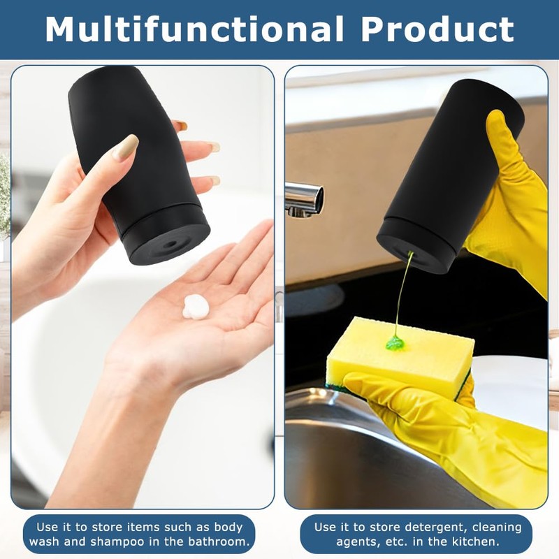 Dish Soap Dispenser, Silicone Squeeze Bottle for Dishwashing Liquid, 8.5