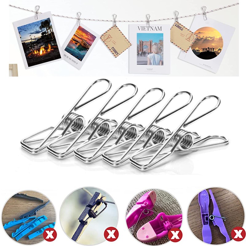 Skroad Clothespins, Rust-proof Stainless Steel Windproof Clothespins 48 Pack, Strong