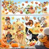 decalmile Fall Pumpkin Maple Leaves Double Sided Window Clings Autumn