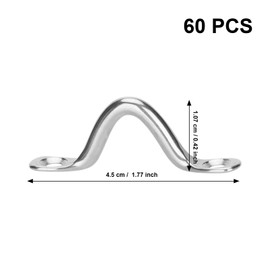 SEUICYNE Pack of 60 Pad Eye Straps Fender Eyelet Kayak, 304 Stainless Steel 4.5 cm Fender Eye Straps with 120 Screws Bimini Boat Top Deck Loops Pad Eye Kayak Pad Eye Strap for Kayak Canoe Canoe