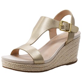 Kenneth Cole REACTION Women's Card Wedge, Soft Gold PU, 9